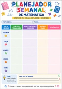 Planejador semanal de matemática
